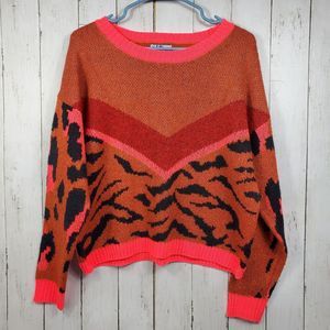 Vylette Knit Pullover Sweater Juniors Size Medium Multicolor Animal Print